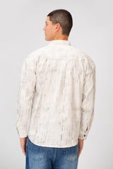 Men's Printed Slim Fit Long Sleeve Shirt With Front Pockets