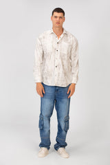 Men's Printed Slim Fit Long Sleeve Shirt With Front Pockets
