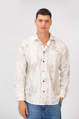Men's Printed Slim Fit Long Sleeve Shirt With Front Pockets