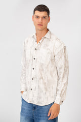 Men's Printed Slim Fit Long Sleeve Shirt With Front Pockets