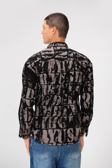 Men's Printed Cutting Slim Fit Long Sleeve Casual Shirt
