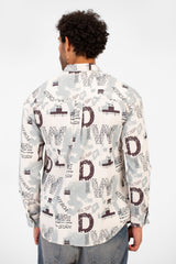 Men's Slim Fit All Over Print Long Sleeve Shirt With Front Pocket