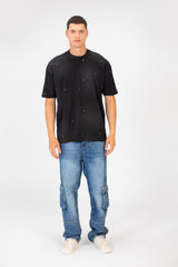 Men's Tie Die Dotted Short Sleeve Crew Neck Regular Fit T-Shirt