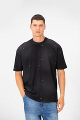 Men's Tie Die Dotted Short Sleeve Crew Neck Regular Fit T-Shirt