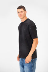 Men's Tie Die Dotted Short Sleeve Crew Neck Regular Fit T-Shirt
