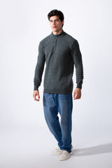 Men's Half Zip Long Sleeve Slim Fit High Neck Pullover