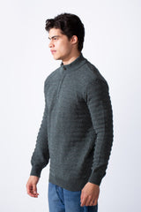 Men's Half Zip Long Sleeve Slim Fit High Neck Pullover