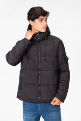 Men's Waterproof Puffer Hood Jacket With Pockets