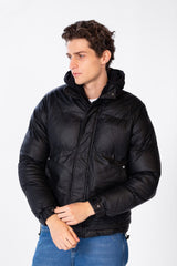 Men's Plain Waterproof Puffer Jacket With Pockets And Zippers