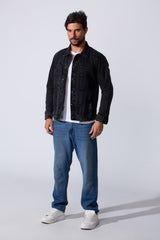 Men's Slim Fit Jeans Denim Jacket With Essential Details And Long Sleeves