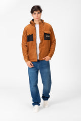 Men's Suede Hood Jacket With Front Pockets