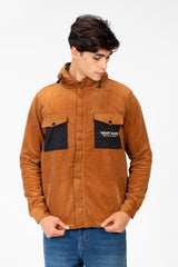 Men's Suede Hood Jacket With Front Pockets