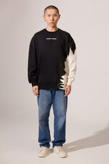 Men's Round Neck Sweatshirt Modern Design Long Sleeve Melton Oversize