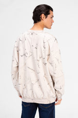 Men's Oversized Printed Crew Neck Sweatshirt