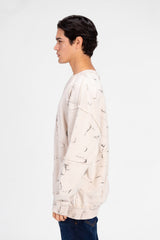 Men's Oversized Printed Crew Neck Sweatshirt