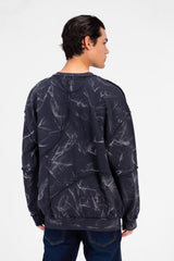 Men's Oversized Printed Crew Neck Sweatshirt