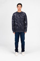 Men's Oversized Printed Crew Neck Sweatshirt