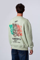 Men's Printed Regular Fit Round Neck Melton Cotton Sweatshirt