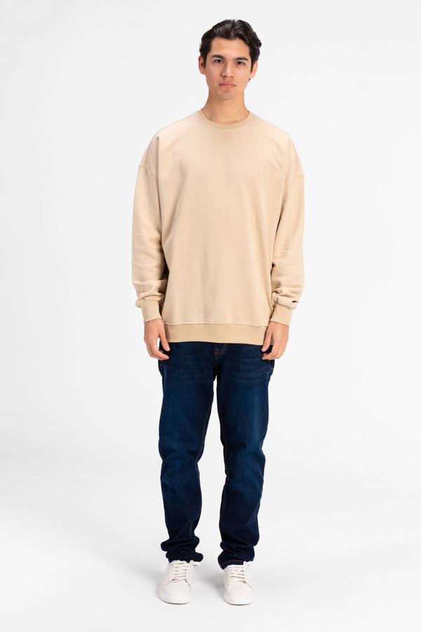 Men's Oversized Round Neck Back Text Print Sweatshirt
