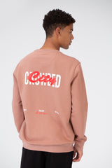 Men's Printed Crew Neck Sweatshirt In Melton Material
