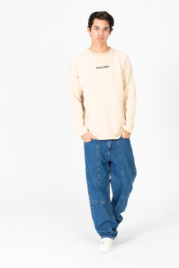 Men's Round Neck Text Print Sweatshirt
