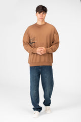 Men's Oversized Round Neck Printed Sweatshirt