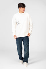 Men's Oversized Round Neck Printed Sweatshirt