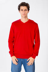 Men's Basic Long Sleeved V-Neck Pullover In Practical Material