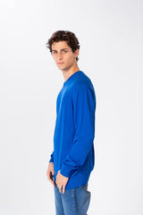 Men's Basic Long Sleeved V-Neck Pullover In Practical Material
