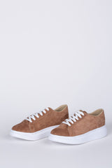 Men's Suede Sneakers With A Simple Design And Laces