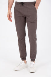 Mens Basic Linen Rrouser With Elastic Waistband And Front And Back Pockets