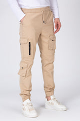 بنطلون شروال رجالي من الجاباردين بحزام خصر مطاطي مع جيوب وسحابات أمامية