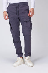 بنطلون شروال رجالي من الجاباردين بحزام خصر مطاطي مع جيوب وسحابات أمامية