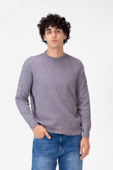 Men's Cutting Pullover With Crew Neck And Basic Details