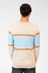 Men's Round Neck Striped Pullover With Long Sleeves