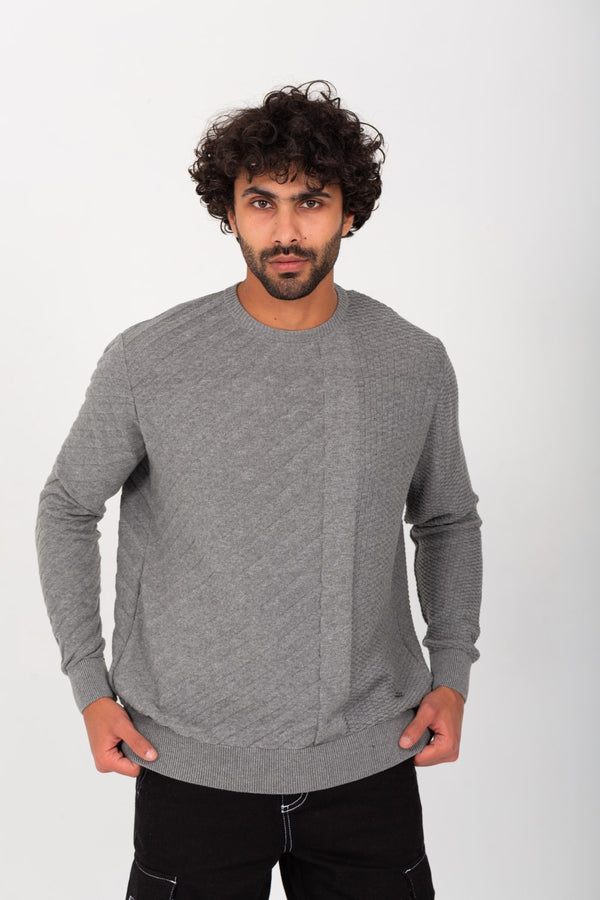 Men's Rounded Neck Basic Made Of Soft Wool With Designed Pattern Pullover