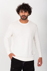 Men's Rounded Neck Basic Made Of Soft Wool With Designed Pattern Pullover