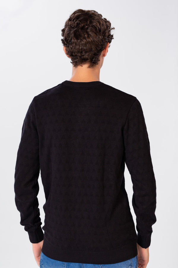 Men's Solid Pullover With Round Neck And Long Sleeves