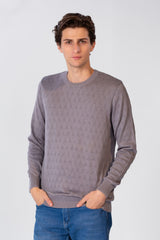 Men's Solid Pullover With Round Neck And Long Sleeves