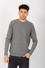 Men's Round Neck Made Of Comfort Wool With Designed Pattern Pullover