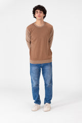 Men's Basic Pullover Made Of Cotton Material With A Round Neck And Long Sleeves