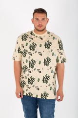 Mens Big Size Half Sleeves Round T-Shirt With Full Print And Practical Material