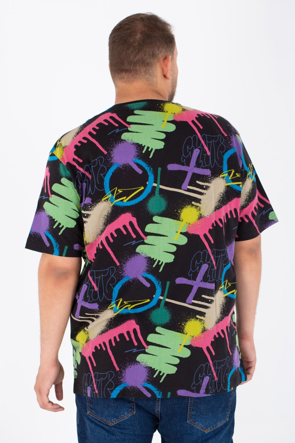 Tomato Store Men's Big Size Round Neck Full Print T-Shirt - Back View
