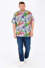 Men's Big Size T-shirt With Round Neck And Full Print