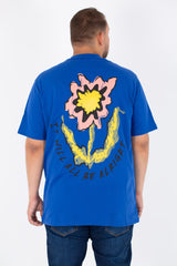 تي شيرت رجالي مقاس كبير برقبة دائرية مطبوع من الأمام والخلف من خامة ميلتون الصيفية