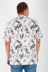 Men's Big Size Full Print T-shirt With Round Neck And Short Sleeves