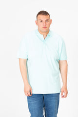 Mens Big Size Basic Solid Polo T-Shirt With Badge Tomato And Short Sleeves