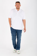 Mens Big Size Basic Solid Polo T-Shirt With Badge Tomato And Short Sleeves