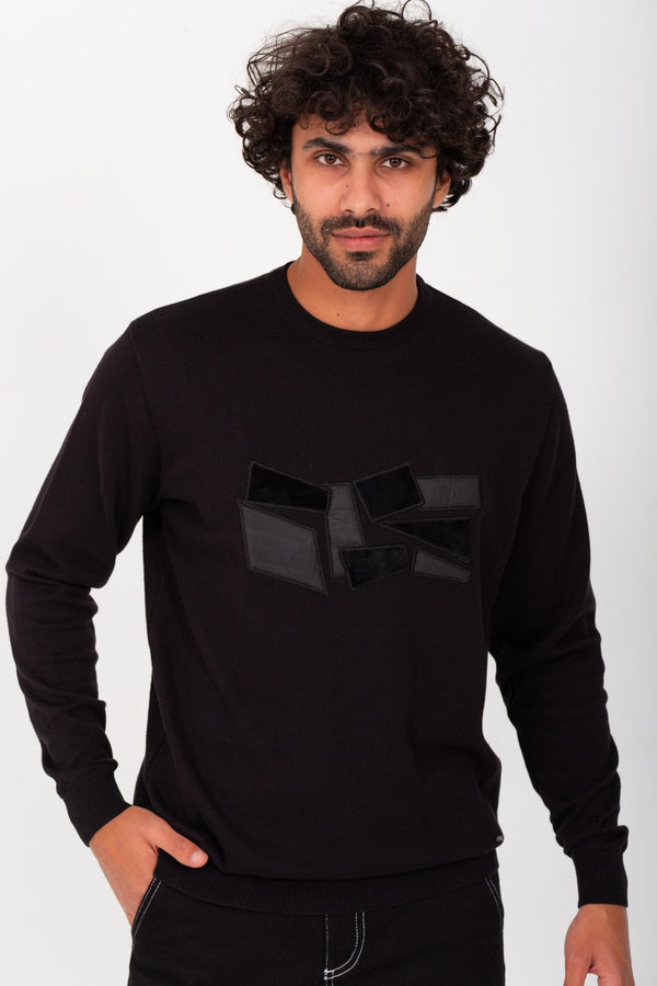 Men's Rounded Neck Padded With Unqiue Modern Pattern Pullover