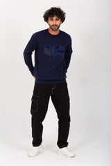 Men's Rounded Neck Padded With Unqiue Modern Pattern Pullover